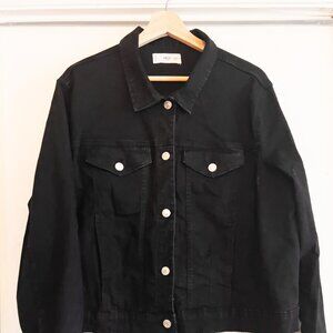MANGO Cropped black cotton jean jacket